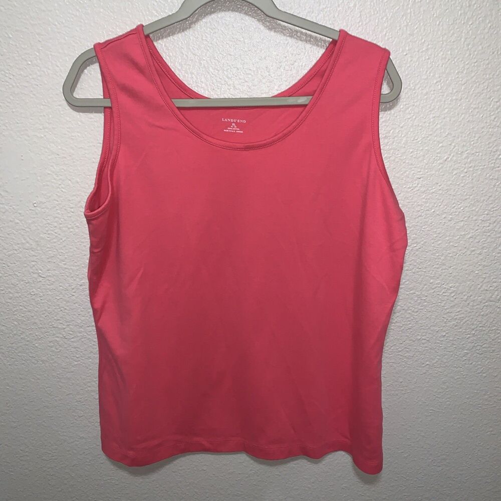 Lands' End Women's Sleeveless Scoop Neck Tank Top - Pink